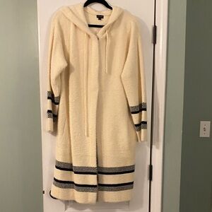 Coco + Carmen Cream Hooded Cardigan with Black Stripes